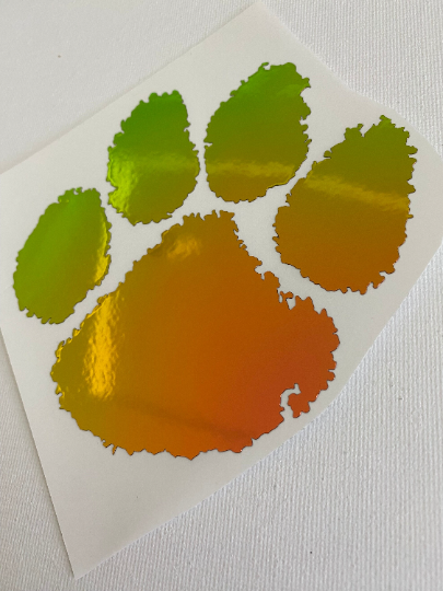 Clemson Tigers Orange Holographic Paw Vinyl Decal