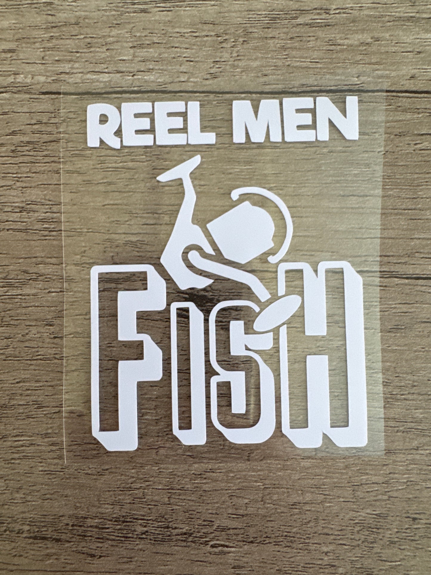 Reel Men Fish, Fishing Decal, Vinyl Decal, Any Size & Color