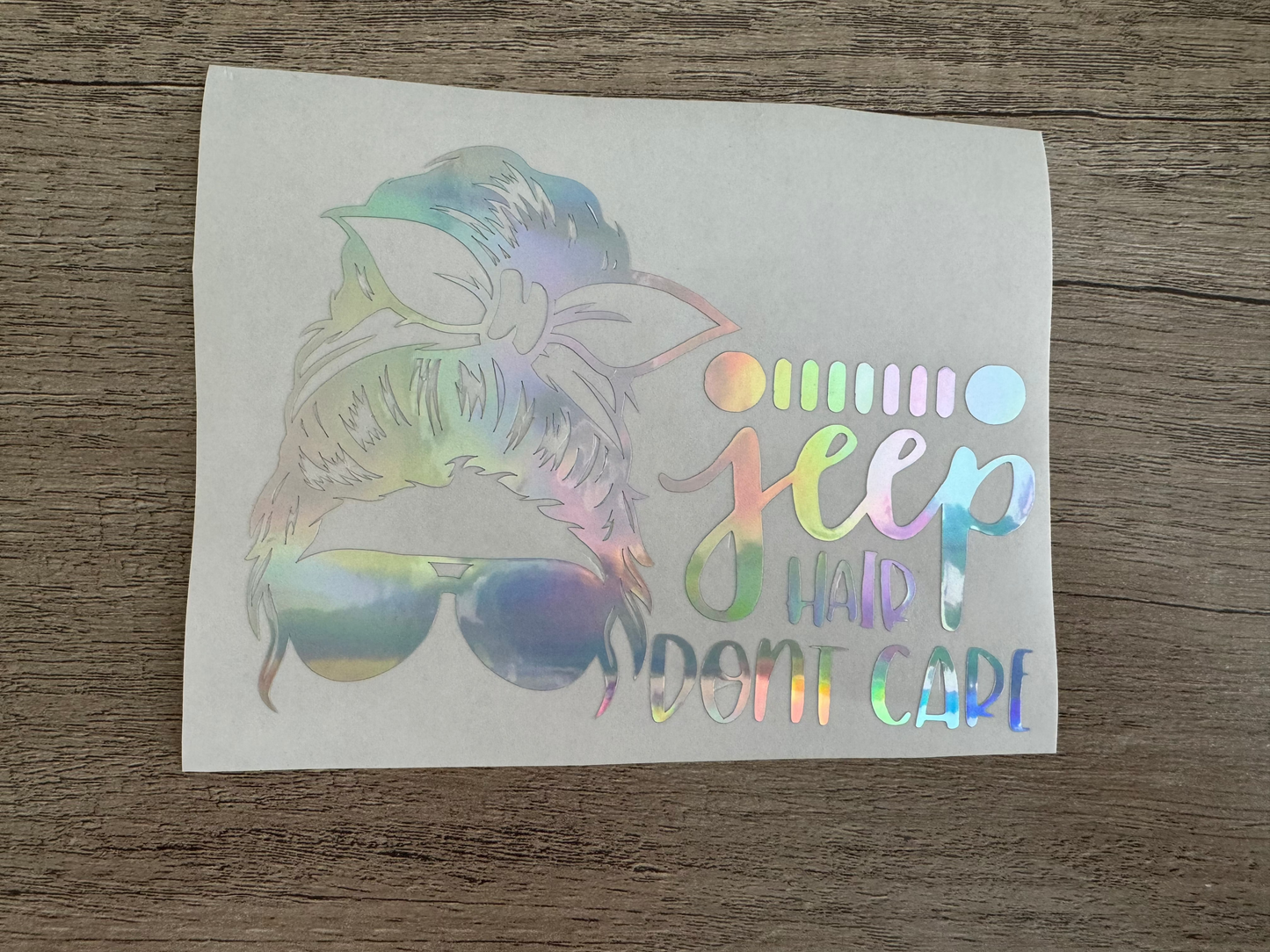 Jeep Hair Don’t Care, Messy Bun, Vinyl Decal, Any Size & Color (Glitter Too)