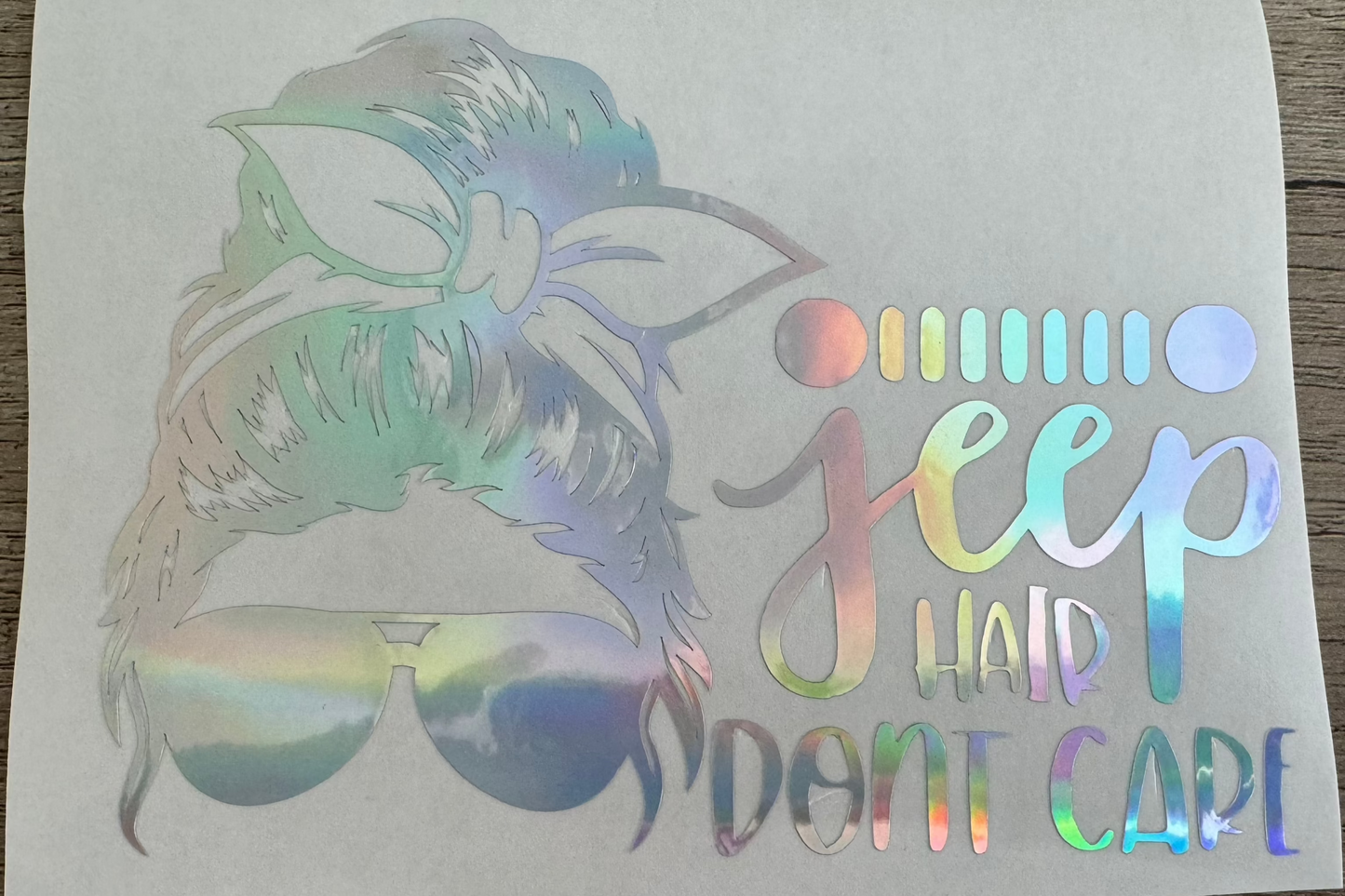 Jeep Hair Don’t Care, Messy Bun, Vinyl Decal, Any Size & Color (Glitter Too)