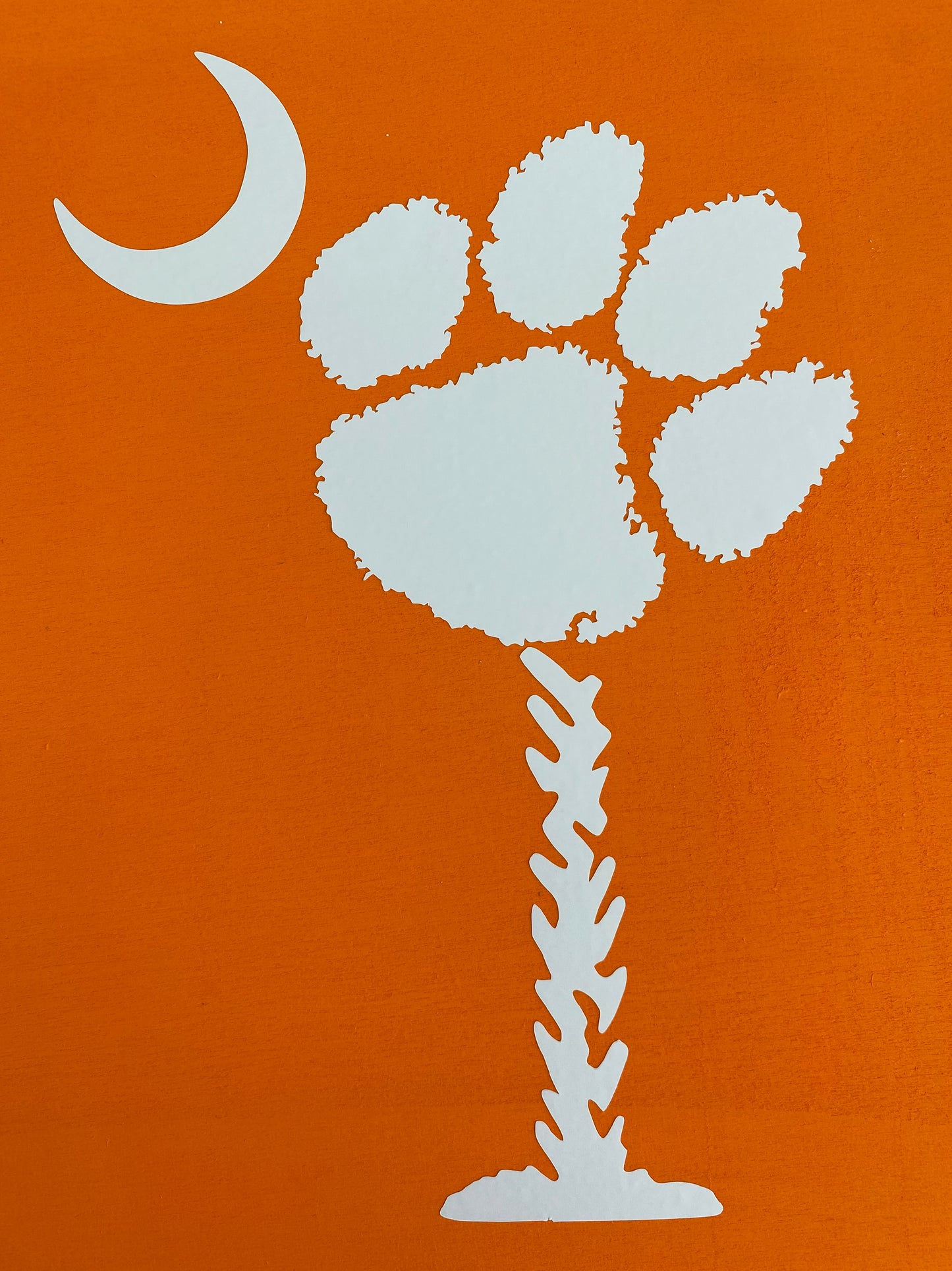 Clemson Tigers Matte White Paw with Moon South Carolina Palmetto Tree Vinyl Decal
