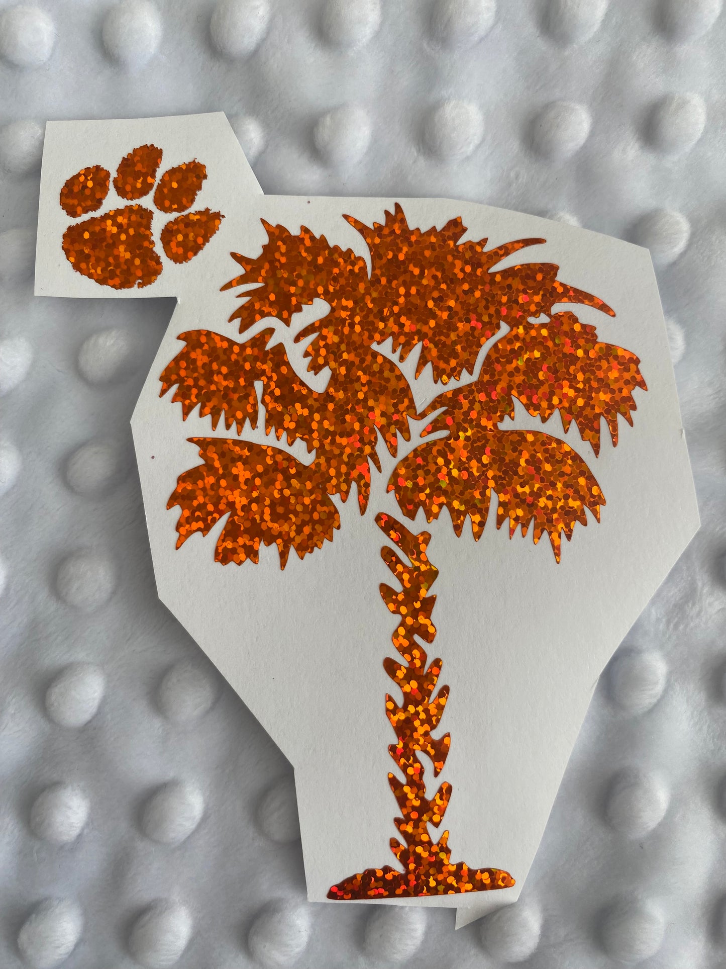 Clemson Tigers Orange Glitter Paw South Carolina Palmetto Tree Vinyl Decal