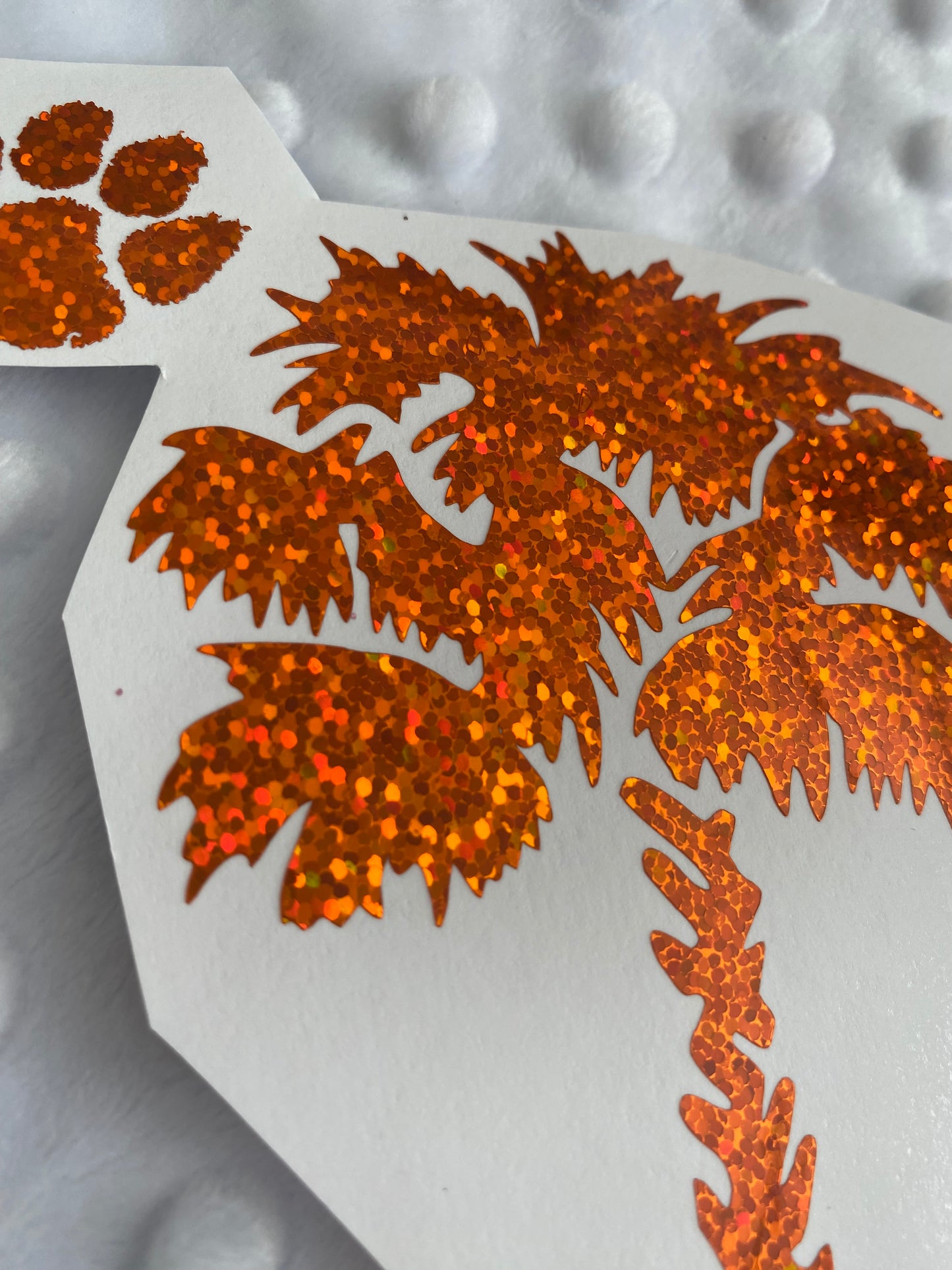 Clemson Tigers Orange Glitter Paw South Carolina Palmetto Tree Vinyl Decal