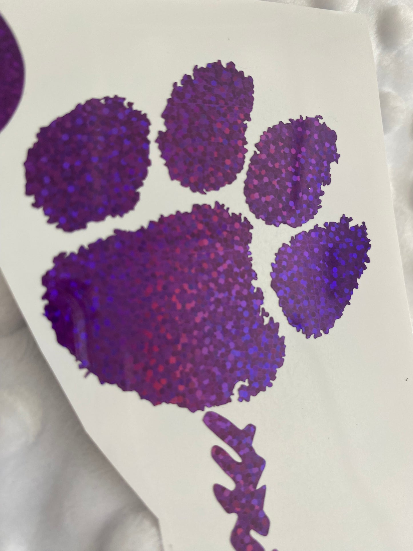 Clemson Tigers Purple Glitter Paw with Moon South Carolina Palmetto Tree Vinyl Decal