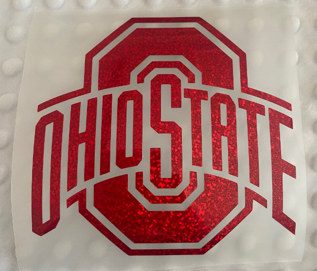 Ohio State University Buckeyes - Red Glitter Logo Vinyl Decal