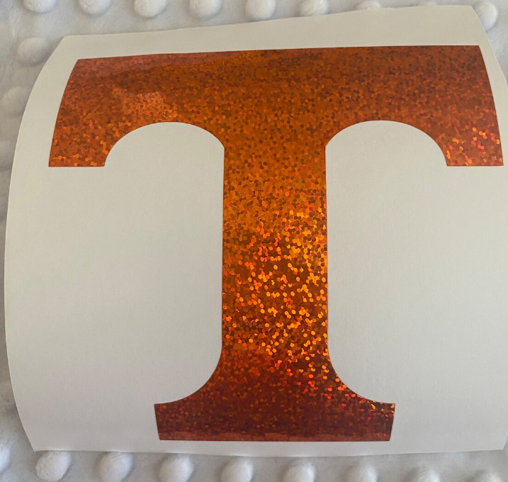 University of Texas Longhorns "T" Logo - Orange Glitter Vinyl Decal