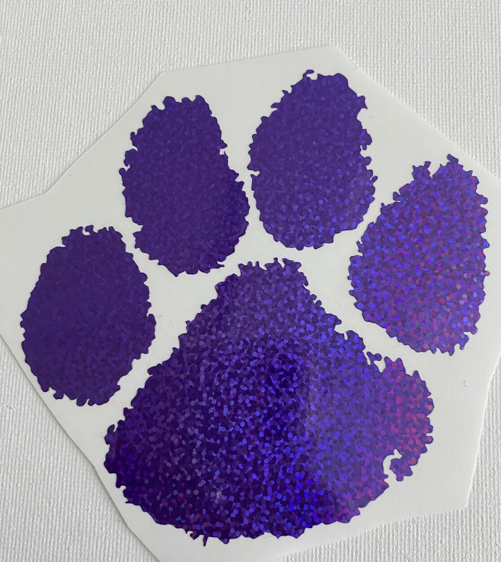 Clemson Tigers Purple Glitter Paw Vinyl Decal