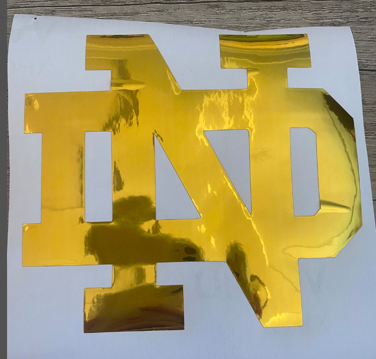 Notre Dame Fighting Irish, Gold Vinyl "ND" Logo Decal