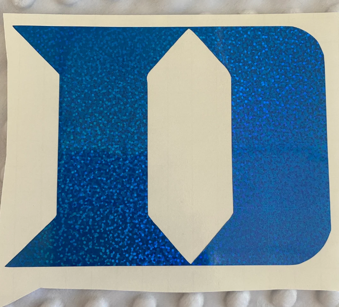 Duke University Blue Devils, Blue Glitter Vinyl "D" Logo Decal