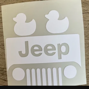 Jeep Rubber Duck, "Duck Duck Jeep" Vinyl Decal, Any Size & Color (Glitter Too)