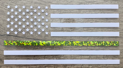 American Flag with Glitter Green Stripe - Vinyl Decal, Any Size - Perfect for Car Window, Tumbler or Stanley - Military - First Responder