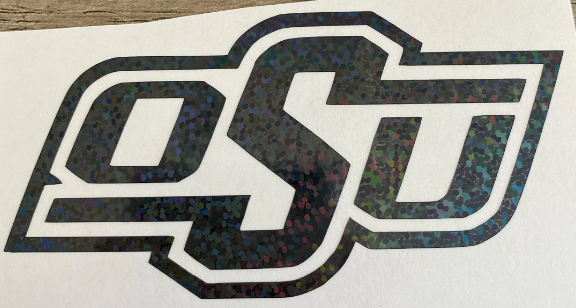 Oklahoma State University, Cowboys, "OSU" Logo - Black Glitter Vinyl Decal