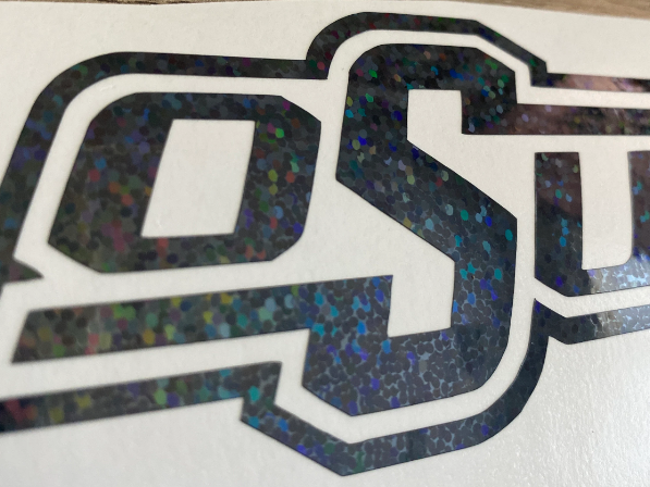 Oklahoma State University, Cowboys, "OSU" Logo - Black Glitter Vinyl Decal
