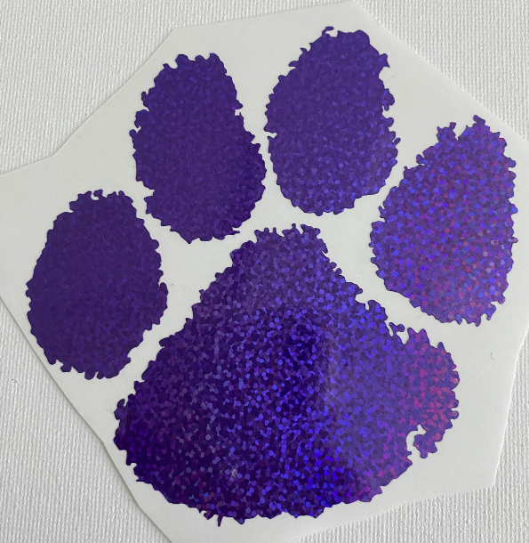 Clemson Tigers Purple Glitter Paw Vinyl Decal