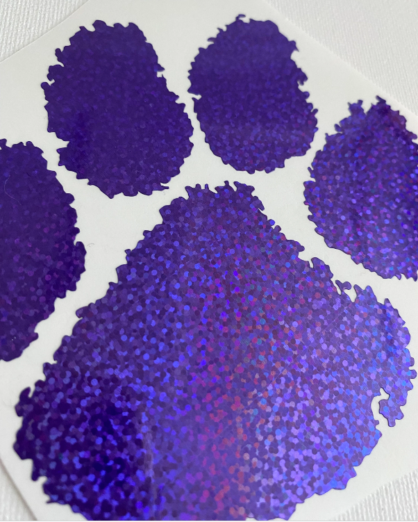 Clemson Tigers Purple Glitter Paw Vinyl Decal