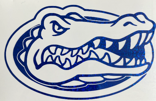 University of Florida, Gators, "Gator Head" Outline Logo - Blue Glitter Vinyl Decal