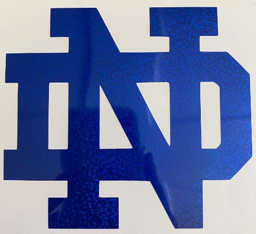 Notre Dame Fighting Irish, Blue Glitter Vinyl "ND" Logo Decal