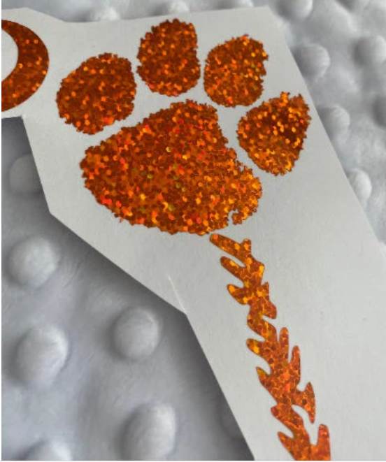 Clemson Tigers Orange Glitter Paw with Moon South Carolina Palmetto Tree Vinyl Decal
