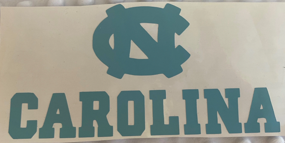 University of North Carolina, Tarheels, "NC" "Carolina" Logo, Tarheel Blue Vinyl Decal