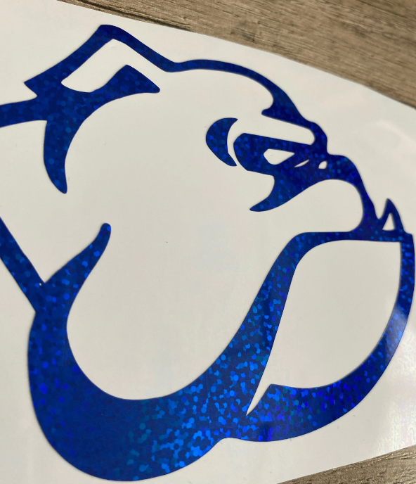 Yale University Bulldogs, Blue Glitter Vinyl "Bulldog" Logo Decal