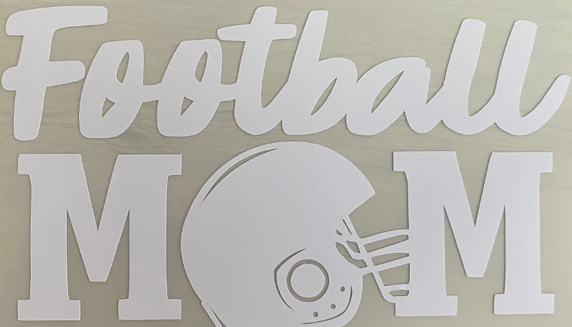 Football Mom, "O" is Football Helmet, Vinyl Decal, Any Size & Color (Glitter Too)