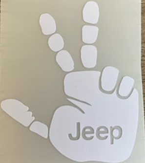 Jeep Wave with "Jeep" Logo, Vinyl Decal, Any Size & Color (Glitter Too)