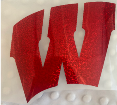 University of Wisconsin Badgers, Red Glitter Vinyl "W" Logo Decal