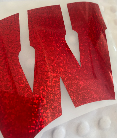 University of Wisconsin Badgers, Red Glitter Vinyl "W" Logo Decal