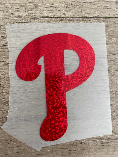 Phillies "P" Logo - Red Glitter Vinyl Decal