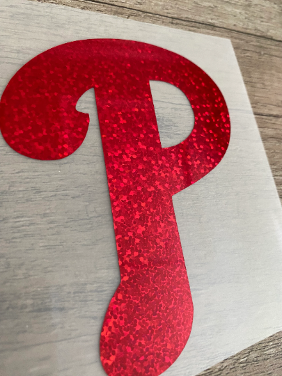 Phillies "P" Logo - Red Glitter Vinyl Decal