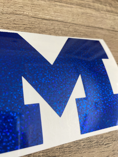 University of Michigan, Wolverines, Glitter Blue Vinyl "M" - Logo Decal