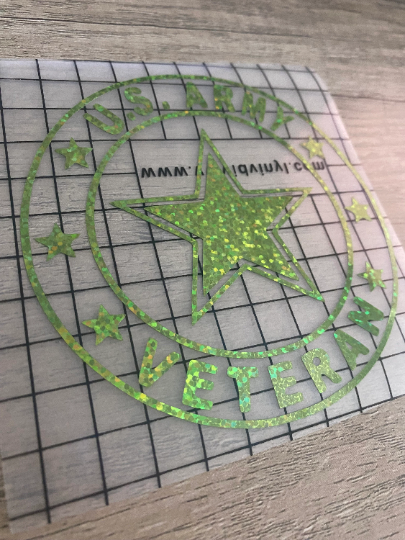 U.S. Army - Veteran - Star Logo - Glitter Green Vinyl Decal