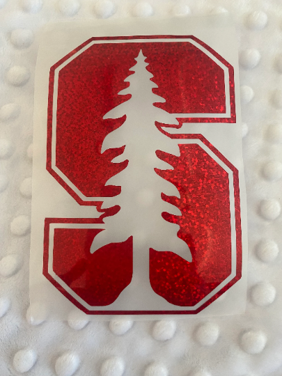Stanford University Cardinals, Red Glitter Vinyl "S" Logo Decal