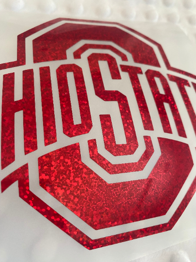 Ohio State University Buckeyes - Red Glitter Logo Vinyl Decal