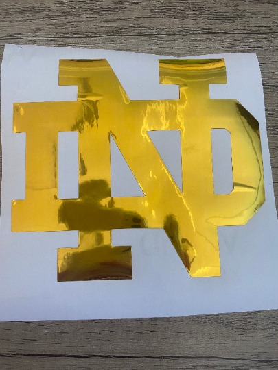 Notre Dame Fighting Irish, Gold Vinyl "ND" Logo Decal