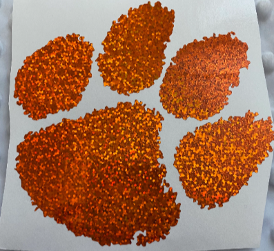Clemson Tigers Orange Glitter Paw Vinyl Decal