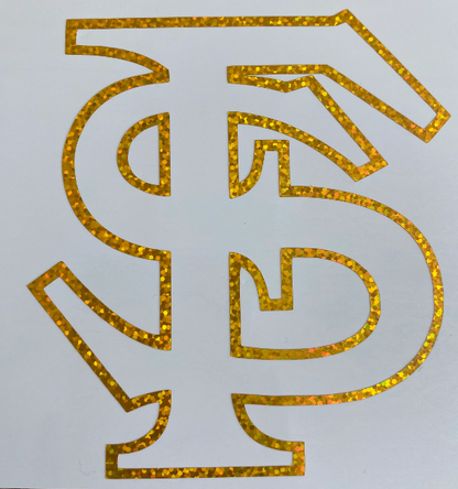 Florida State University Seminoles, Gold Glitter Vinyl "FS" Outline Logo Decal