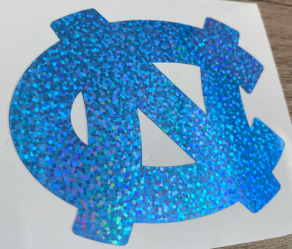 University of North Carolina, Tarheels, NC Logo, Glitter Blue Vinyl Decal