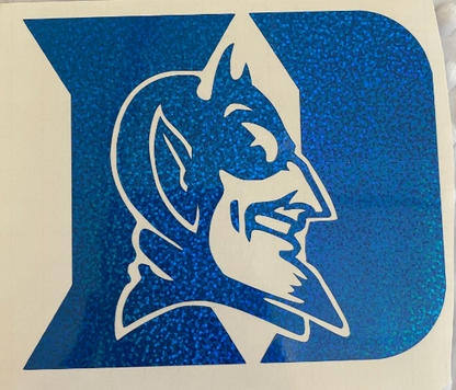 Duke University Blue Devils, Blue Glitter Vinyl "Devil D" Logo Decal