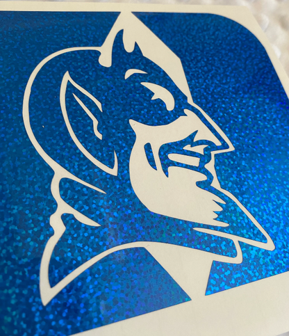 Duke University Blue Devils, Blue Glitter Vinyl "Devil D" Logo Decal