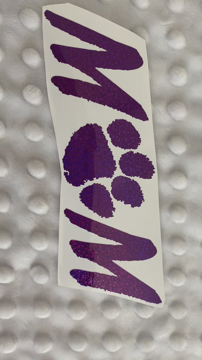 Clemson Tigers Purple Glitter Paw Vinyl Decal - Mom - "O" is Paw Print