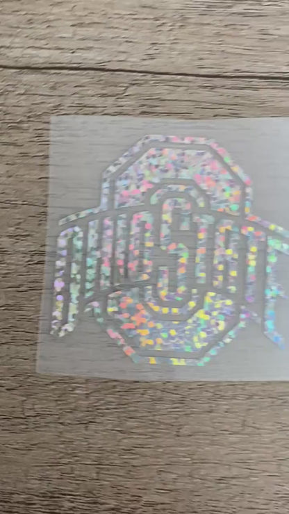 Ohio State University Buckeyes - Silver Glitter Vinyl Decal
